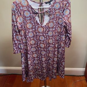 3/4 Sleeve Patterned Dress